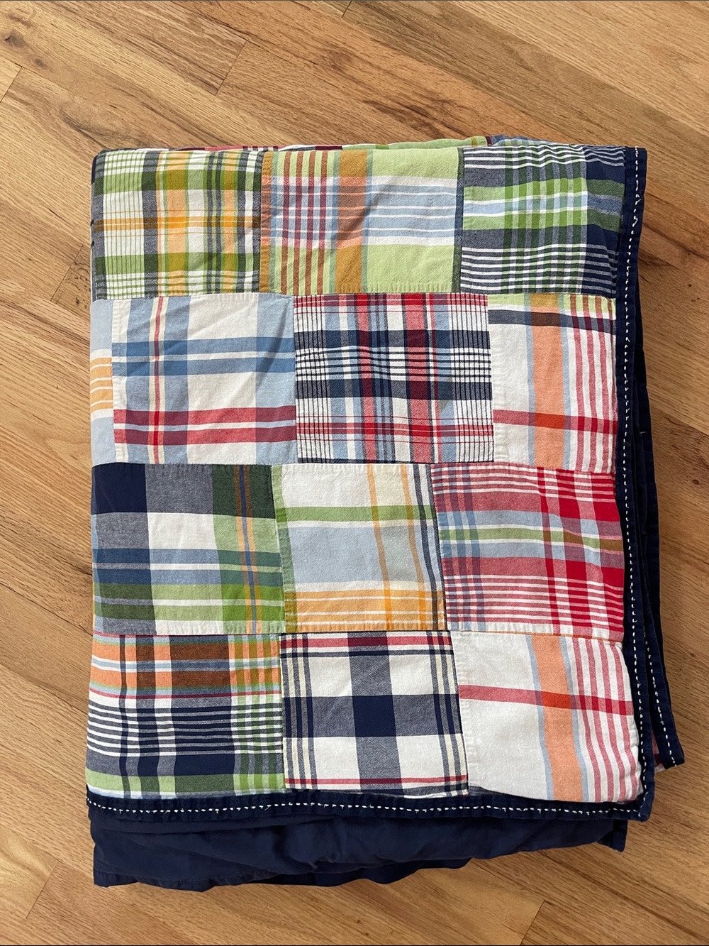 Pottery Barn Kids Madras Plaid Patchwork Twin Sized Duvet